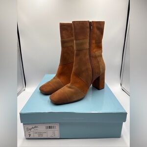 Seychelles Hometown Patchwork Cognac Multi Suede Mid-Calf Boots Sz 7 Color Block